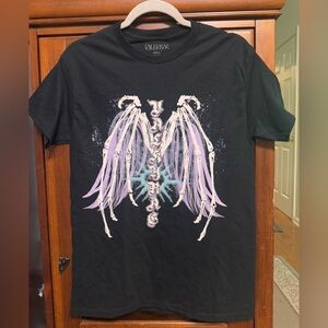 Valkyrae Black Tee with Purple and White Graphic NEW size Small